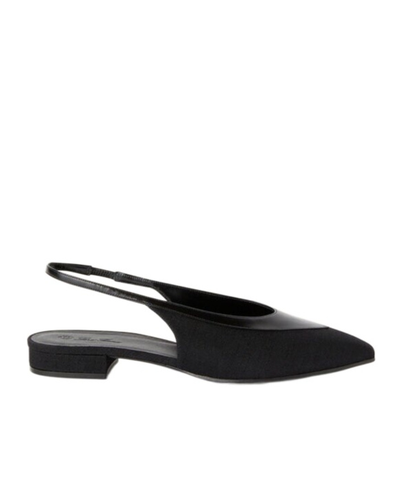 Shop Loro Piana Exposed Heel Flat Shoes In Black