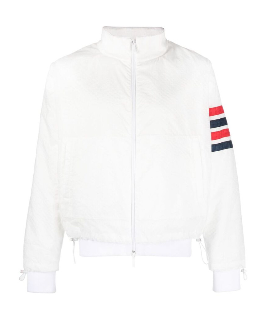 Shop Thom Browne 4-bar Stripe Ripstop Jacket In White