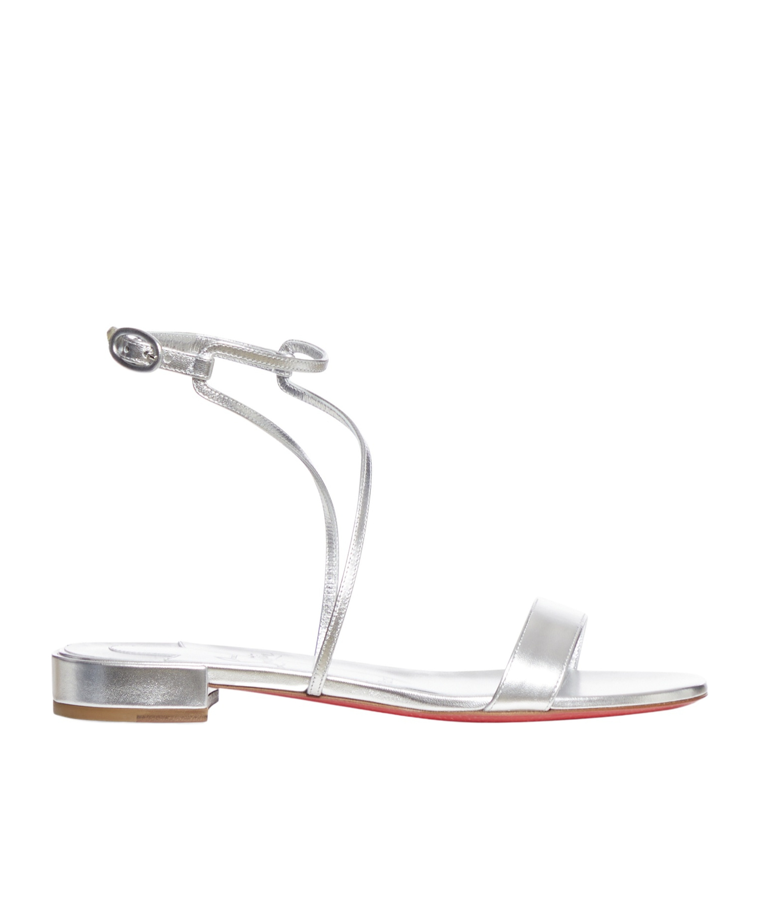 Christian Louboutin Miss Choca Ankle Strapped Metallic Sandals In White
