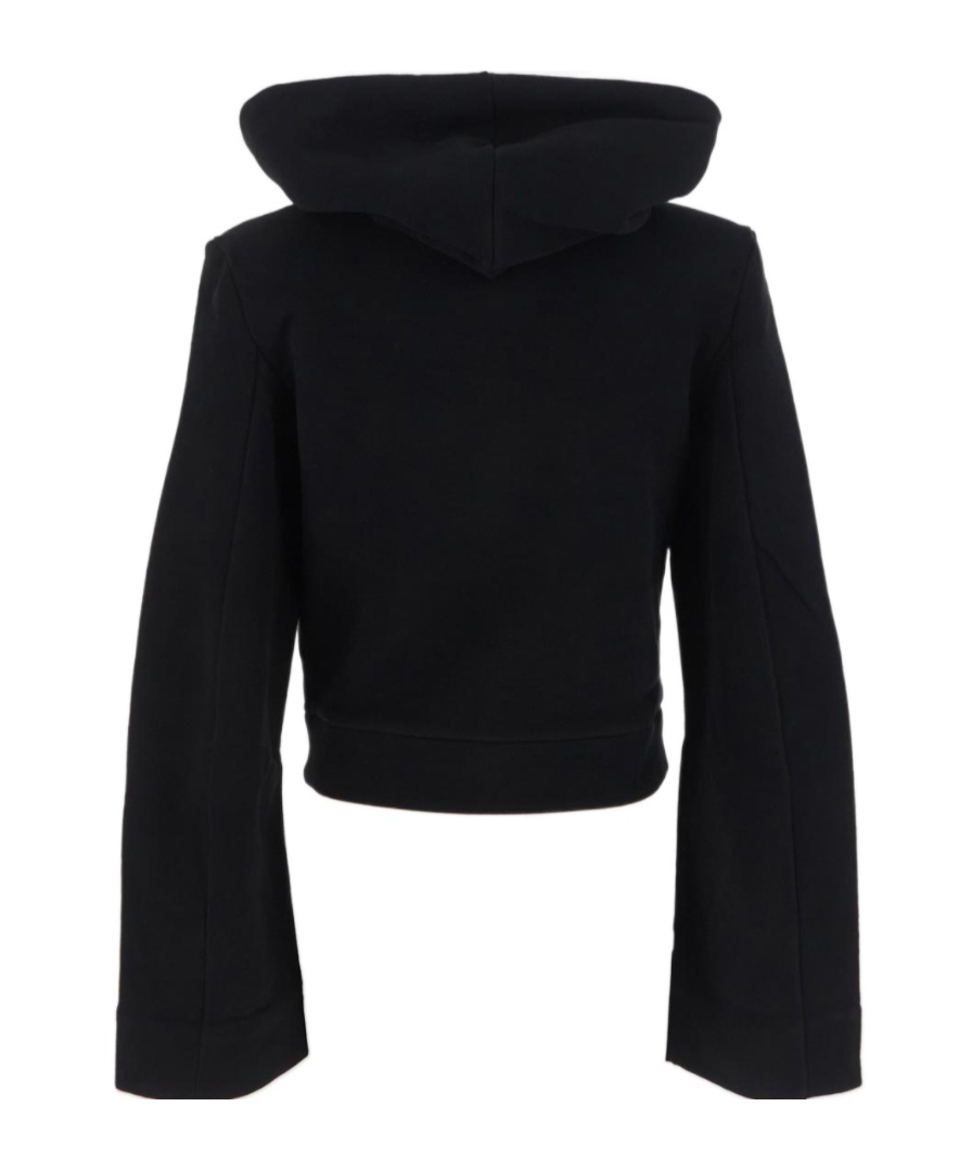Saint Laurent Cropped Draped Hoodie In Black