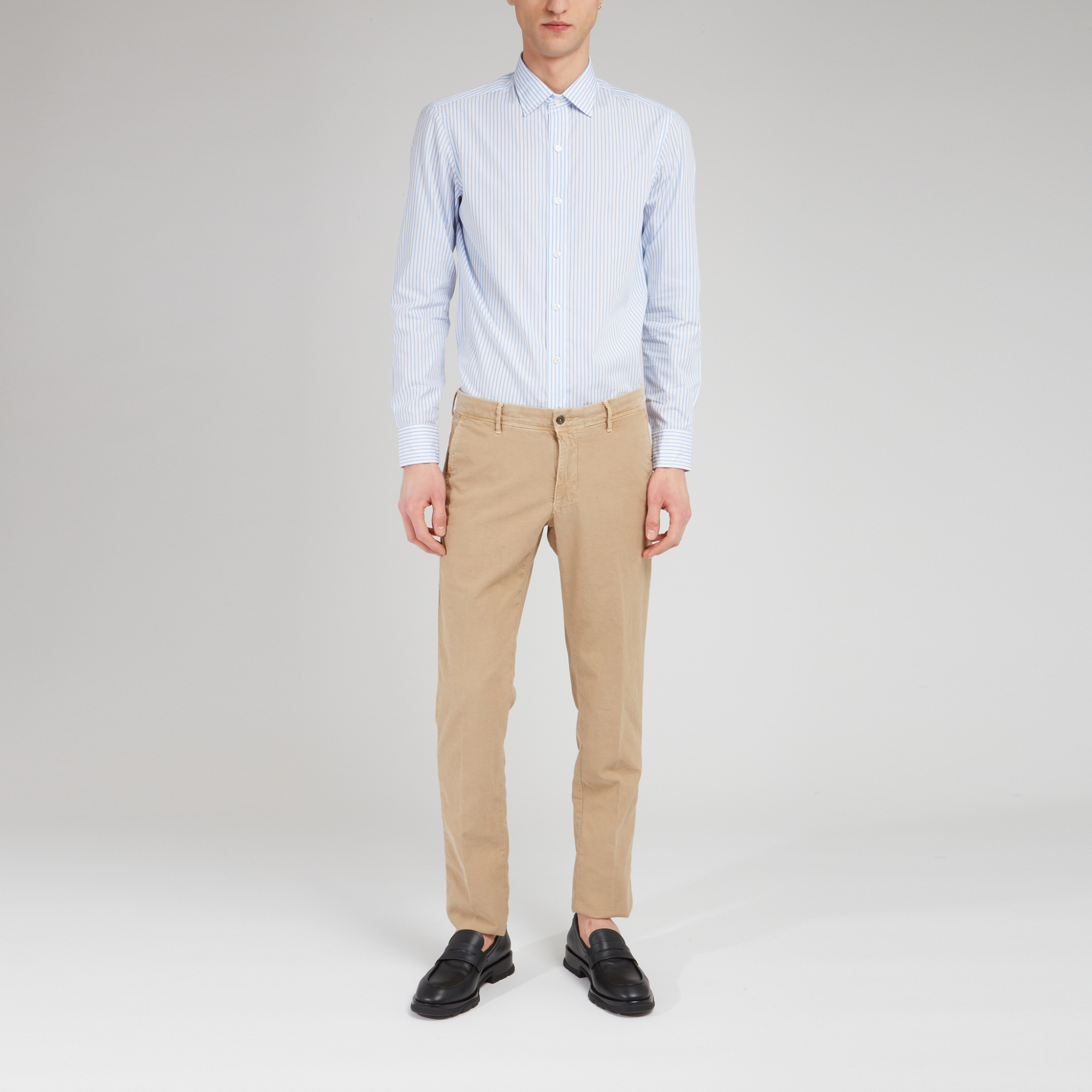 Salvatore Piccolo Striped Long-sleeved Shirt In White