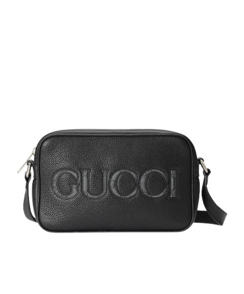Gucci Mini Logo-appliqué Leather Shoulder Bag In Black
