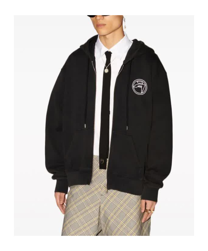 Ambush Drawstring Hood Cotton Sweatshirt In Black