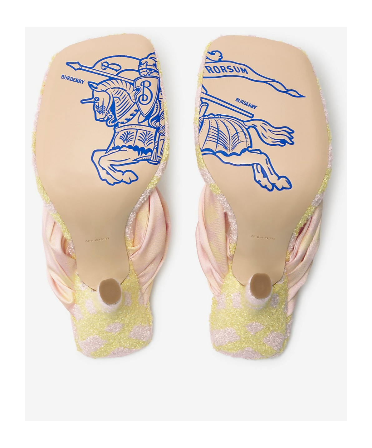 Burberry Printed Fabric Pool Check Thong Mules In Nude