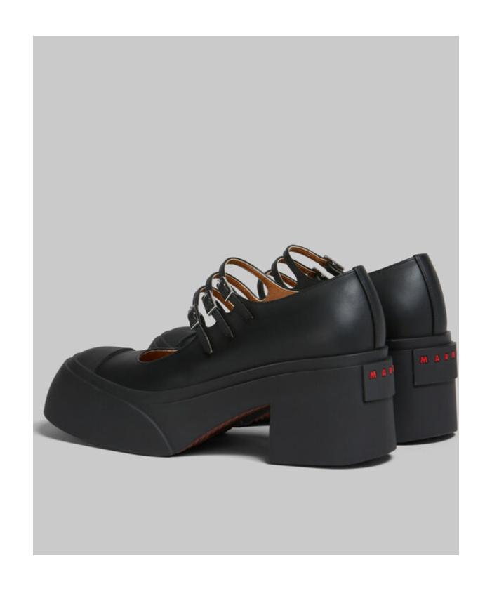 Shop Marni Black Leather Pablo Triple-buckle Mary Jane Shoe