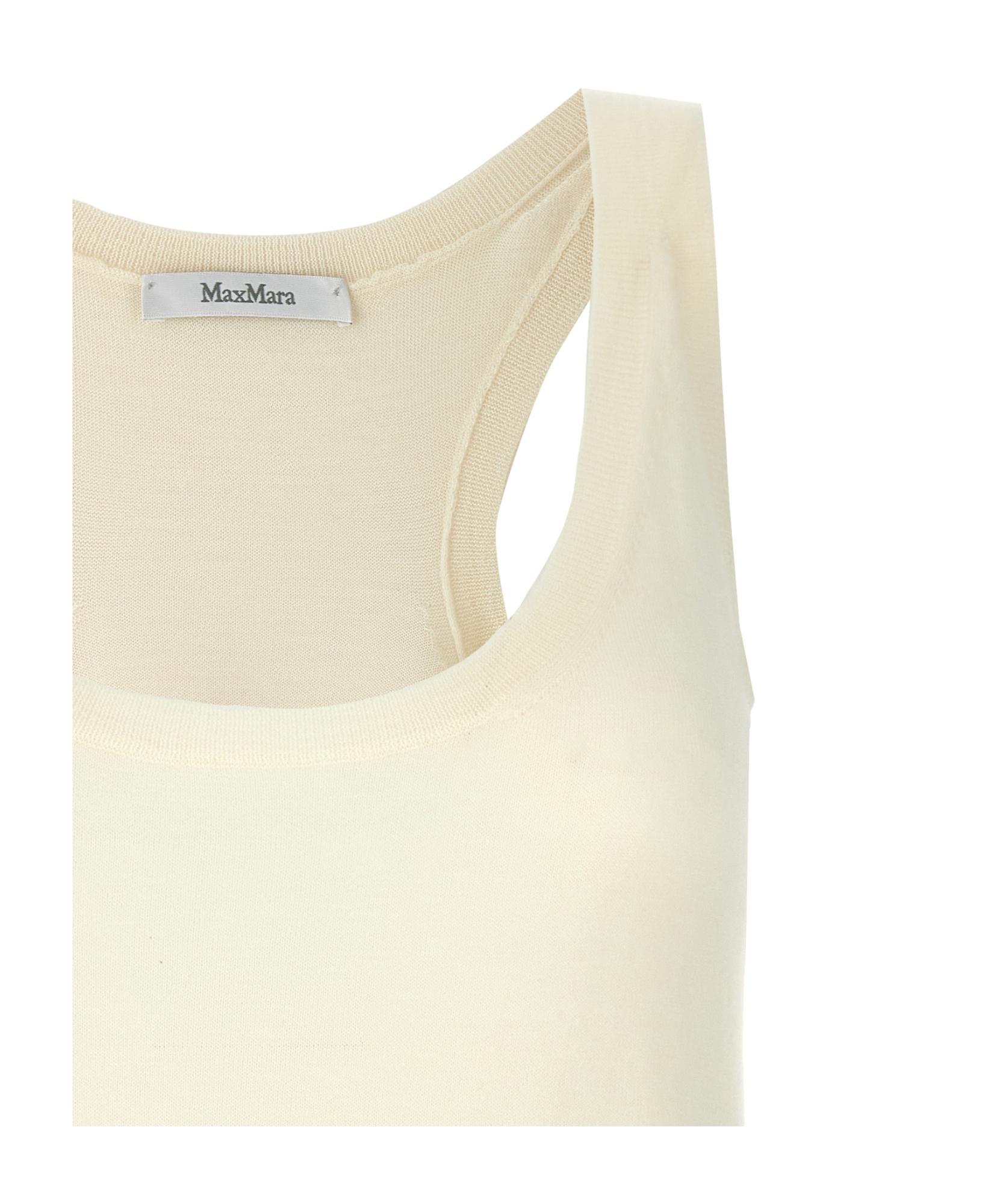 Max Mara Sleeveless Scoop Neck Plain Top In White