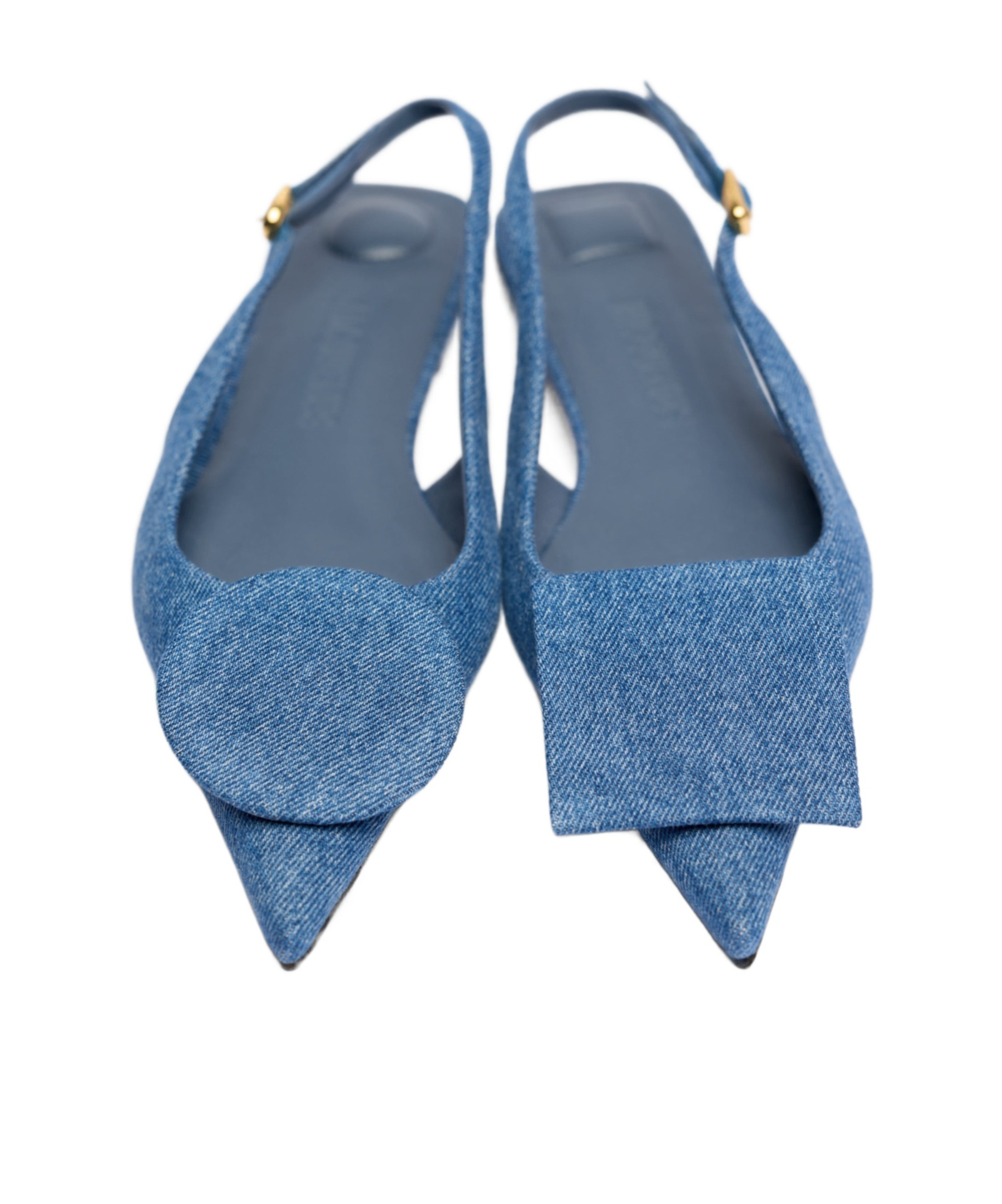 Jacquemus Duelo Slingback Denim Flats In Blue