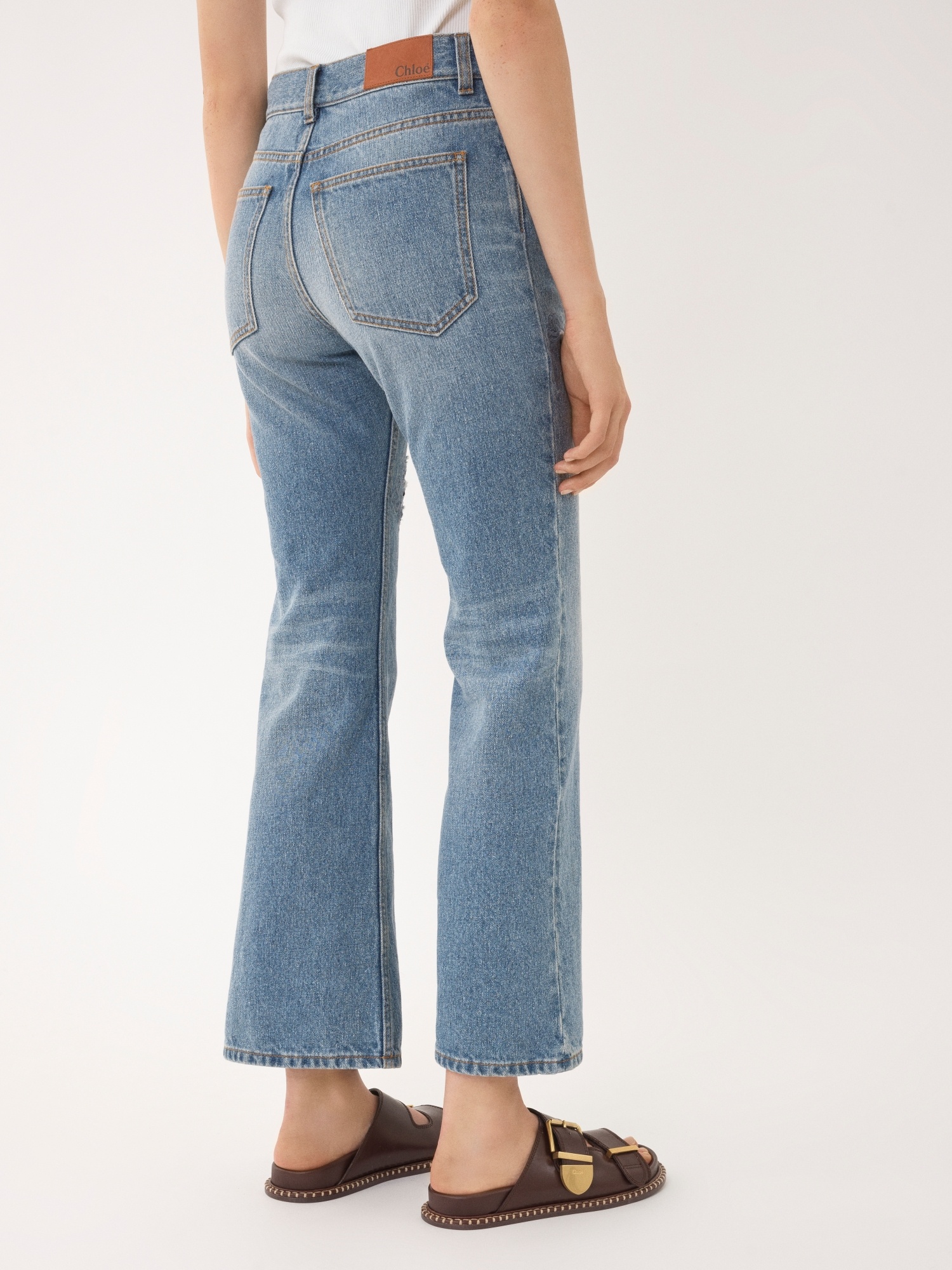 Chloé Guipure-detail Bootcut Jeans In Blue