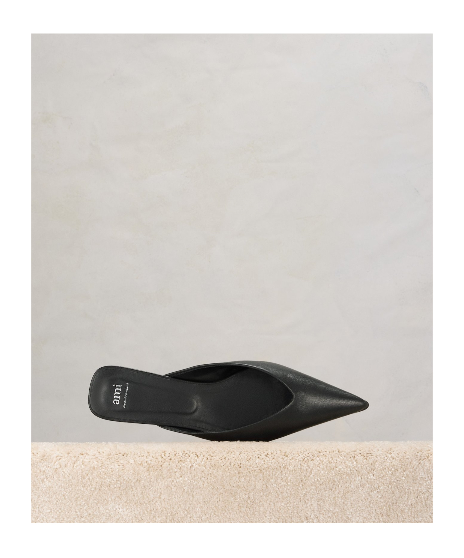 Ami Alexandre Mattiussi Pointed Flat-soled Muller Shoes In Black