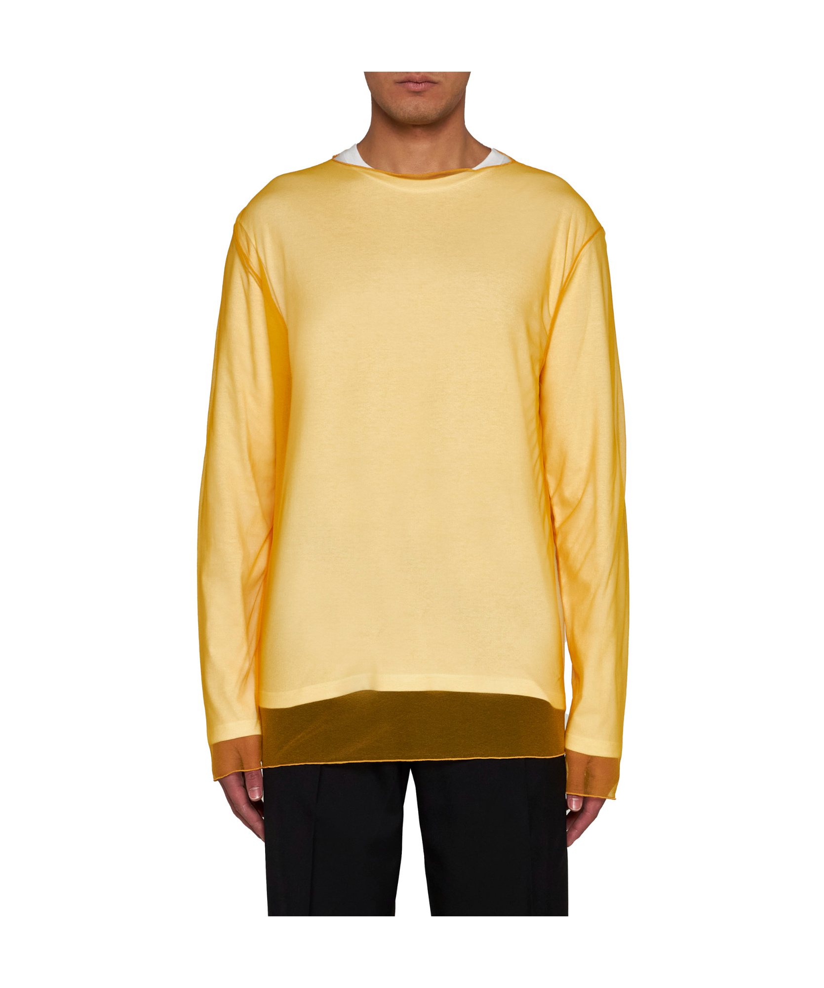 Jil Sander Back Logo Double Layer T-shirt In Yellow