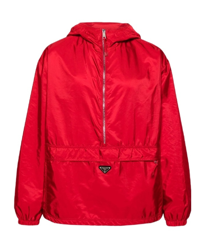 Prada Enamel Logo Windbreaker Jacket In Red