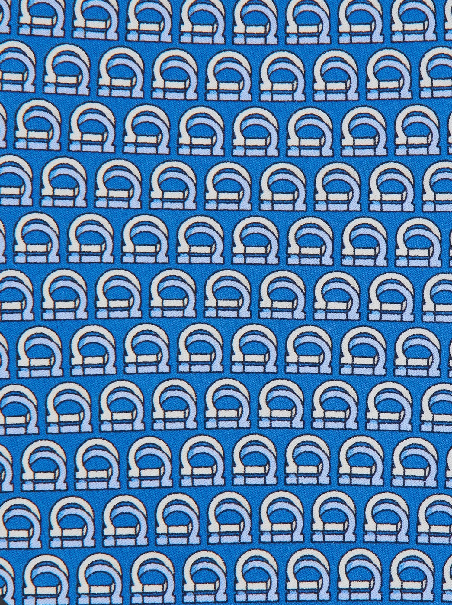 Ferragamo Salvatore Interwoven Gancini Print Tie In Blue