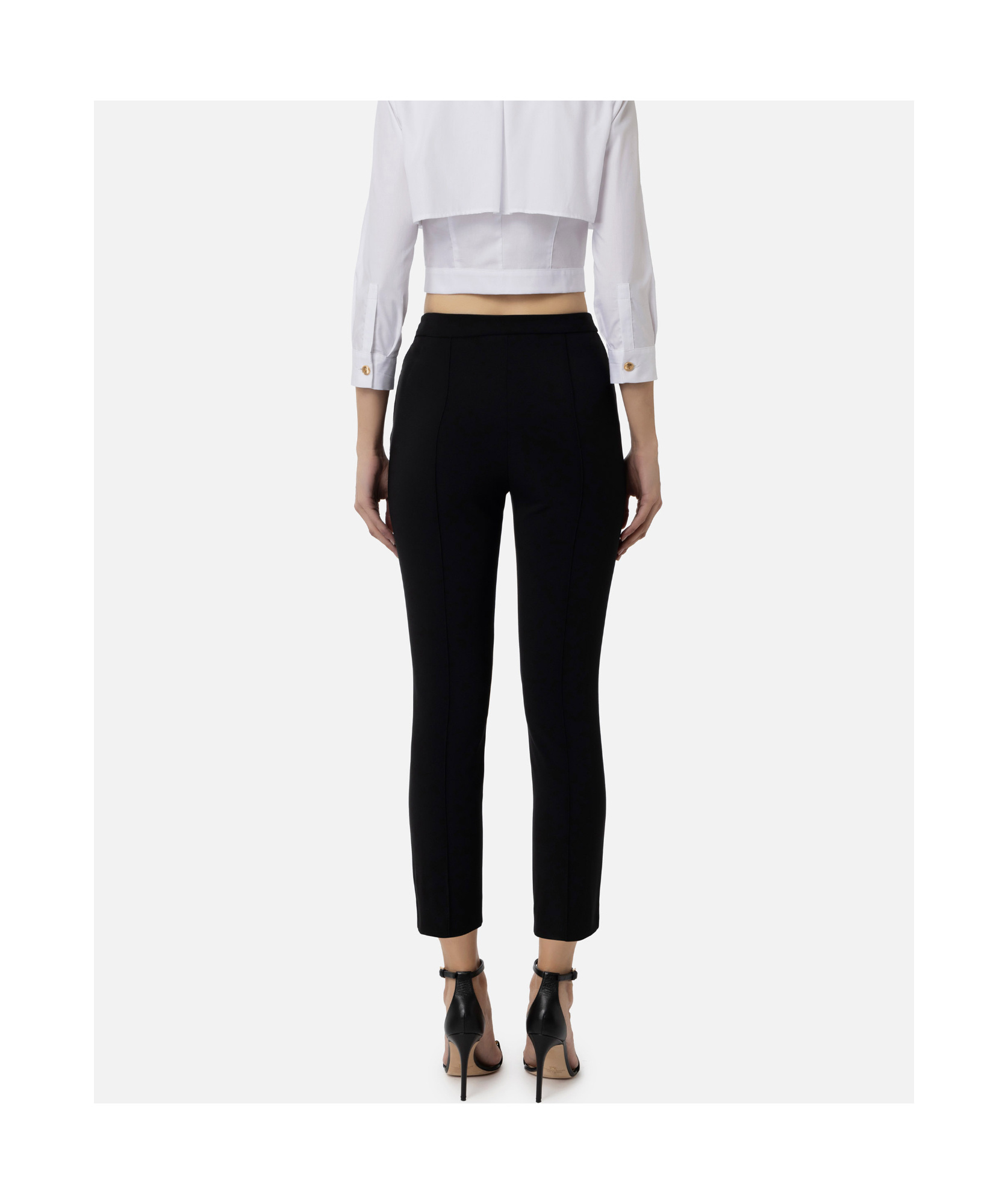 ELISABETTA FRANCHI HORSEBIT-DETAIL STRAIGHT-LEG TROUSERS