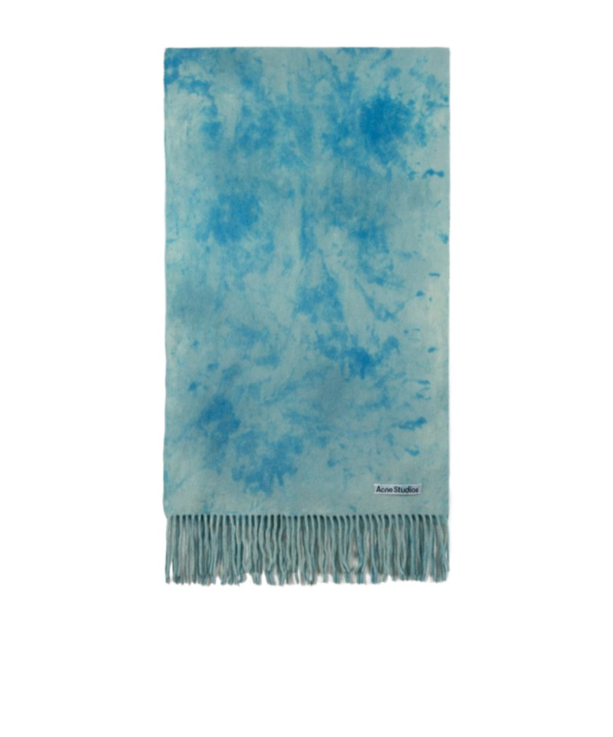 Shop Acne Studios Tie-dye Logo Patch Scarf In Blue
