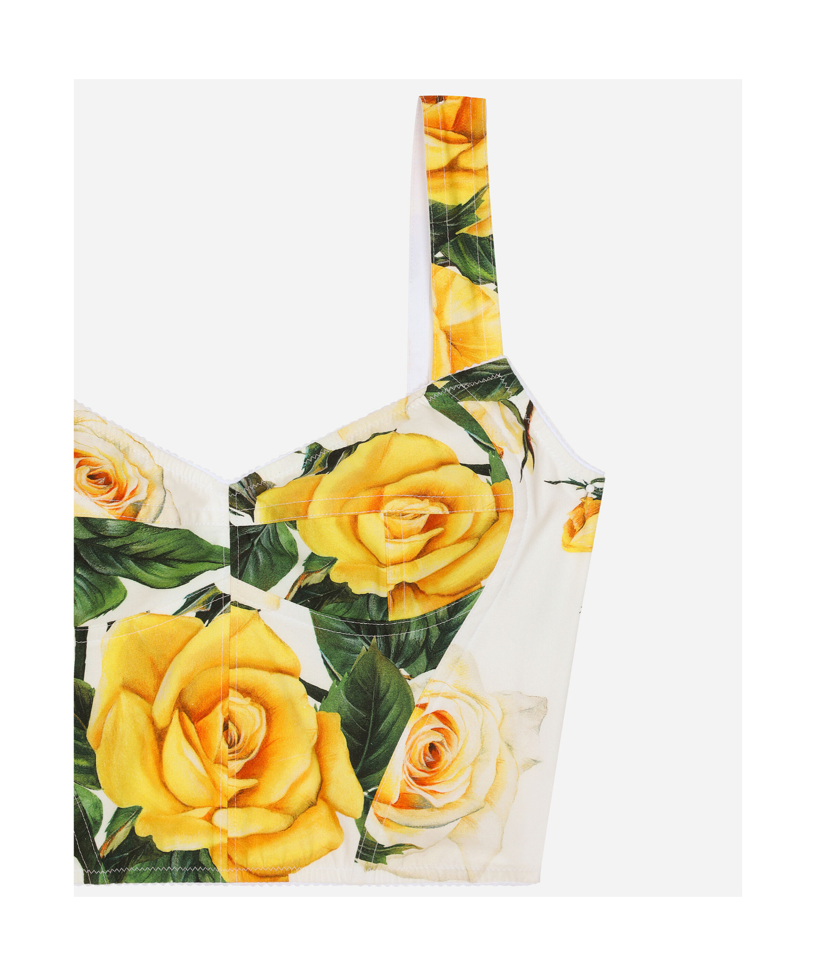 Dolce & Gabbana All-over Print Top Bustier In Yellow