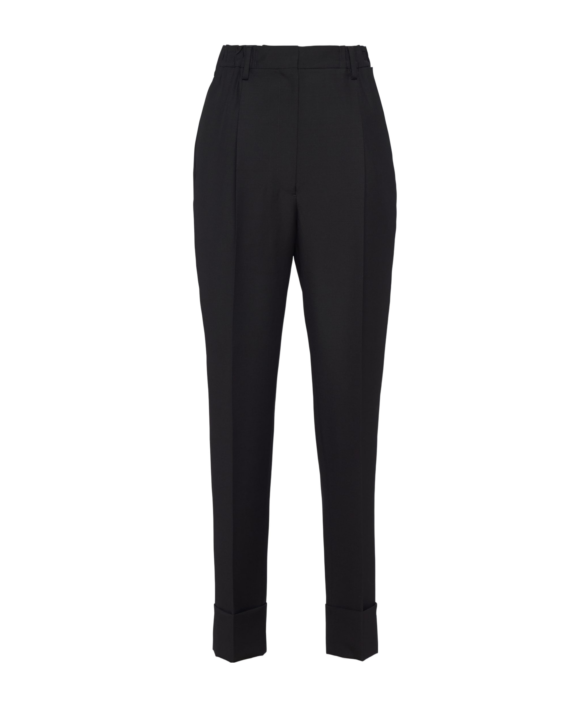 Prada Flared Wool Blend Pants In Black
