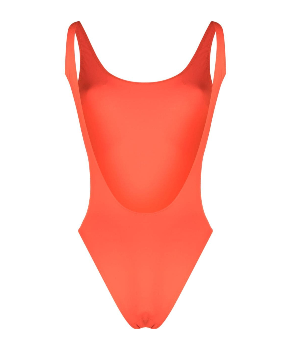 Sporty And Rich Printed Bare-back One-piece Swimsuit In Orange