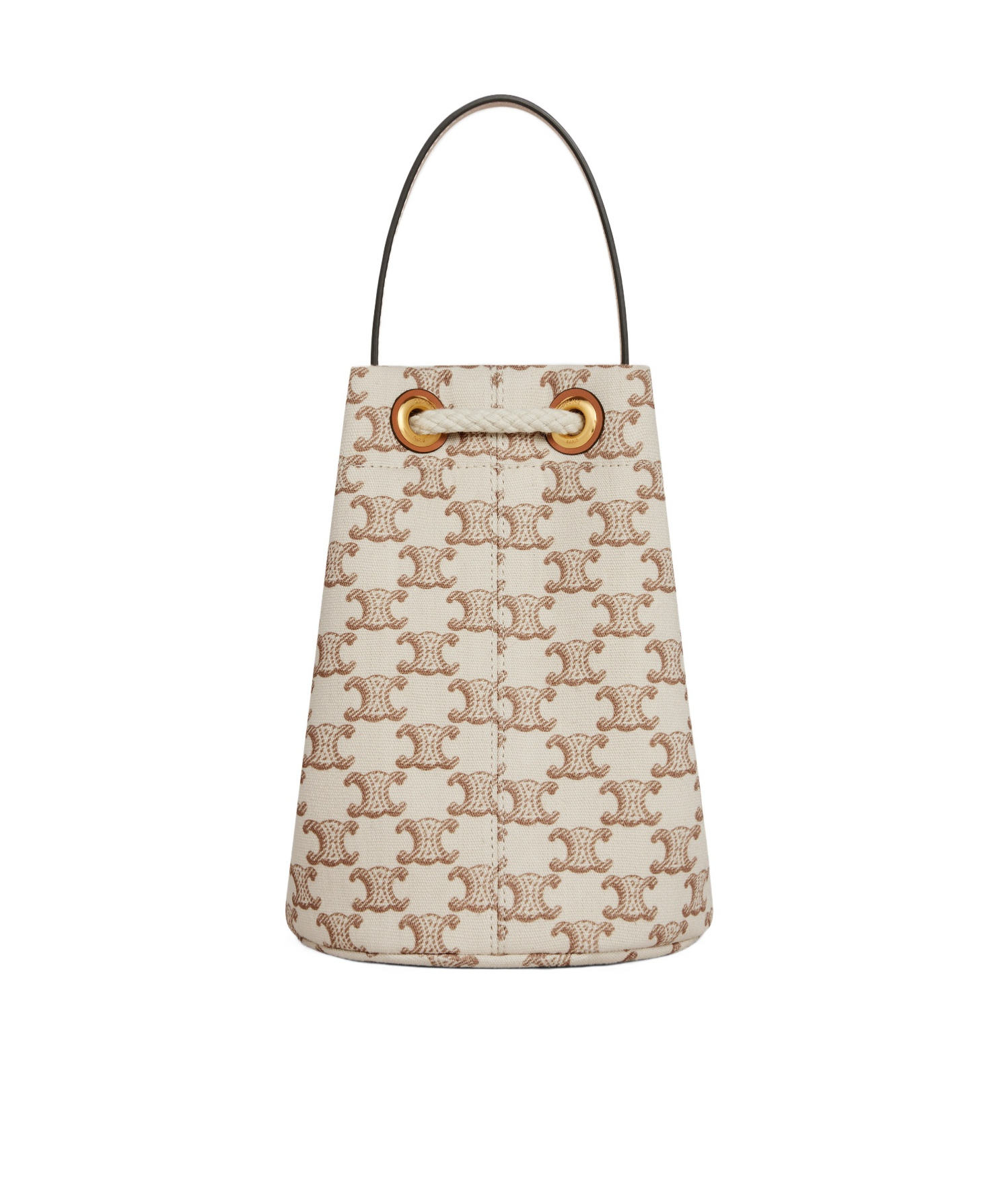 Celine Logo Drawstring Handbag In Nude