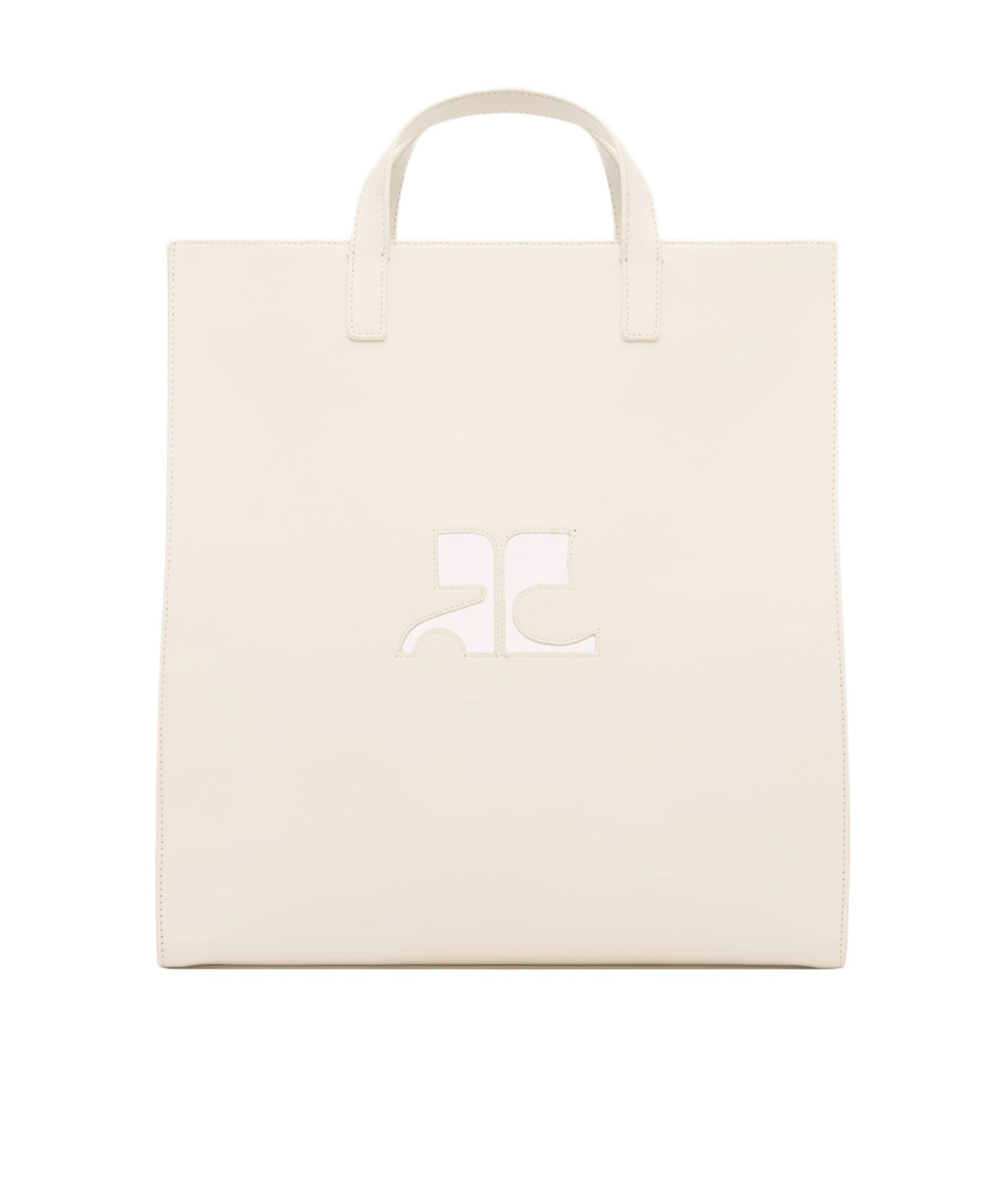 Courrèges Heritage Leather Tote Bag In White