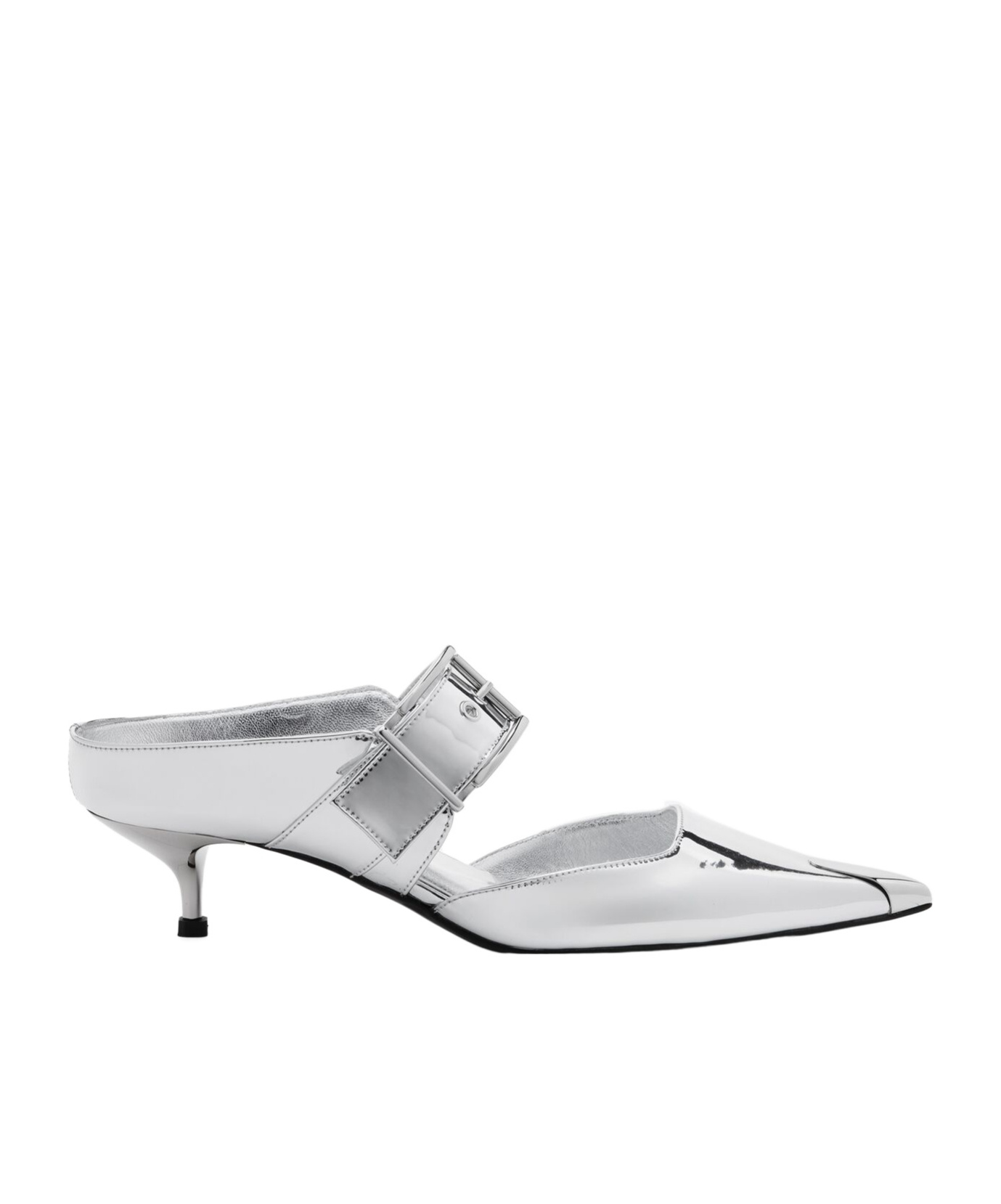 Alexander Mcqueen Pointed-toe Buckle-detailed Mules In White