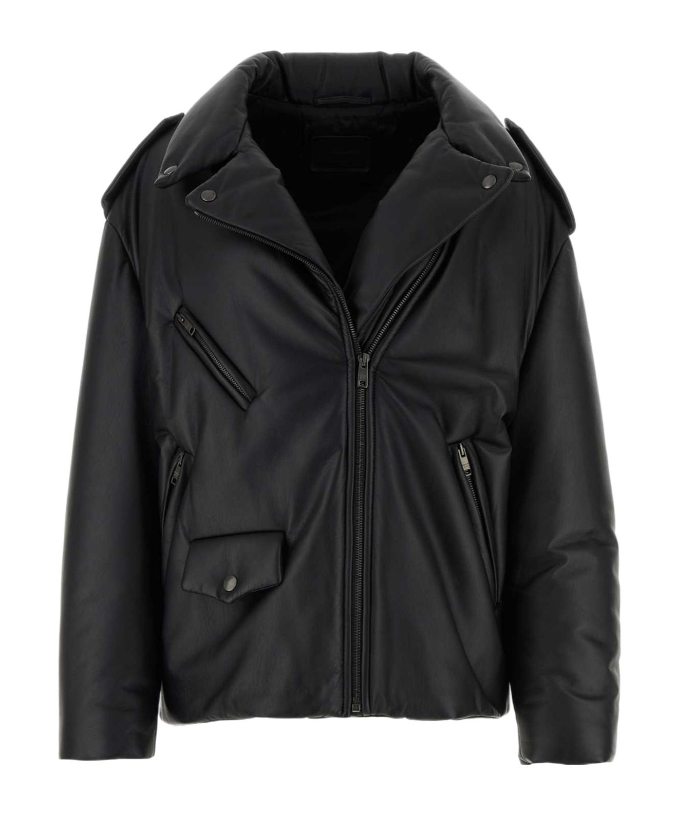 Prada Black Nappa Leather Padded Jacket In Black