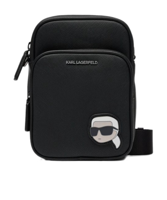 Karl Lagerfeld K/ikonik 2.0 Kore Textured Shoulder Bag In Black