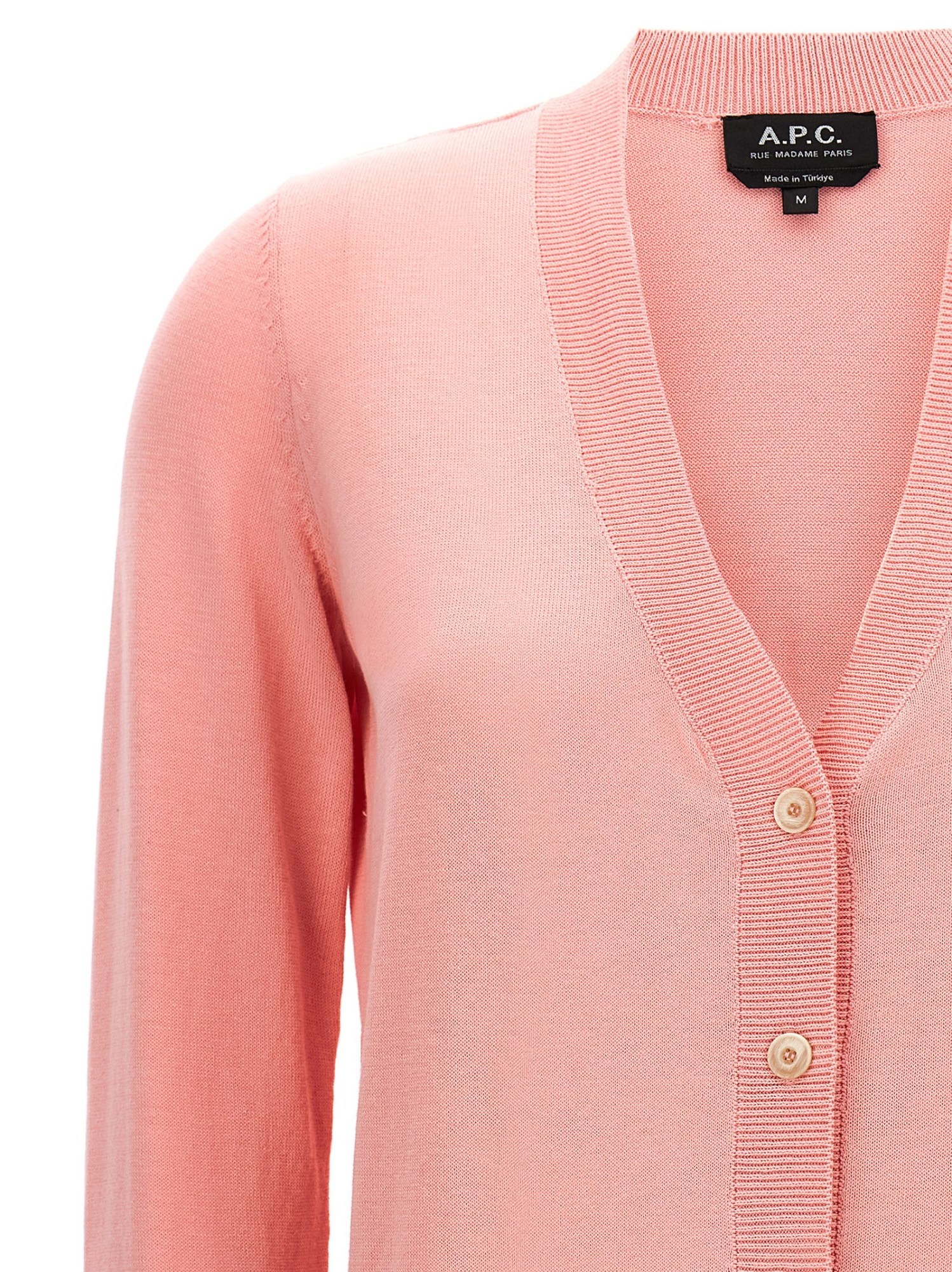 Apc Logo-embroidered Cotton Cardigan In Pink