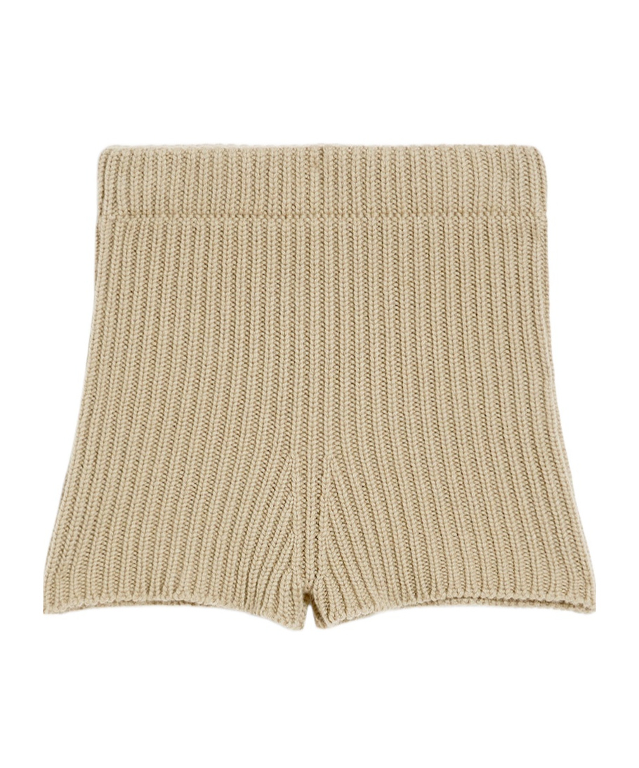 Max Mara Ribbed Fisherman's Knit Cotton Shorts In Nude