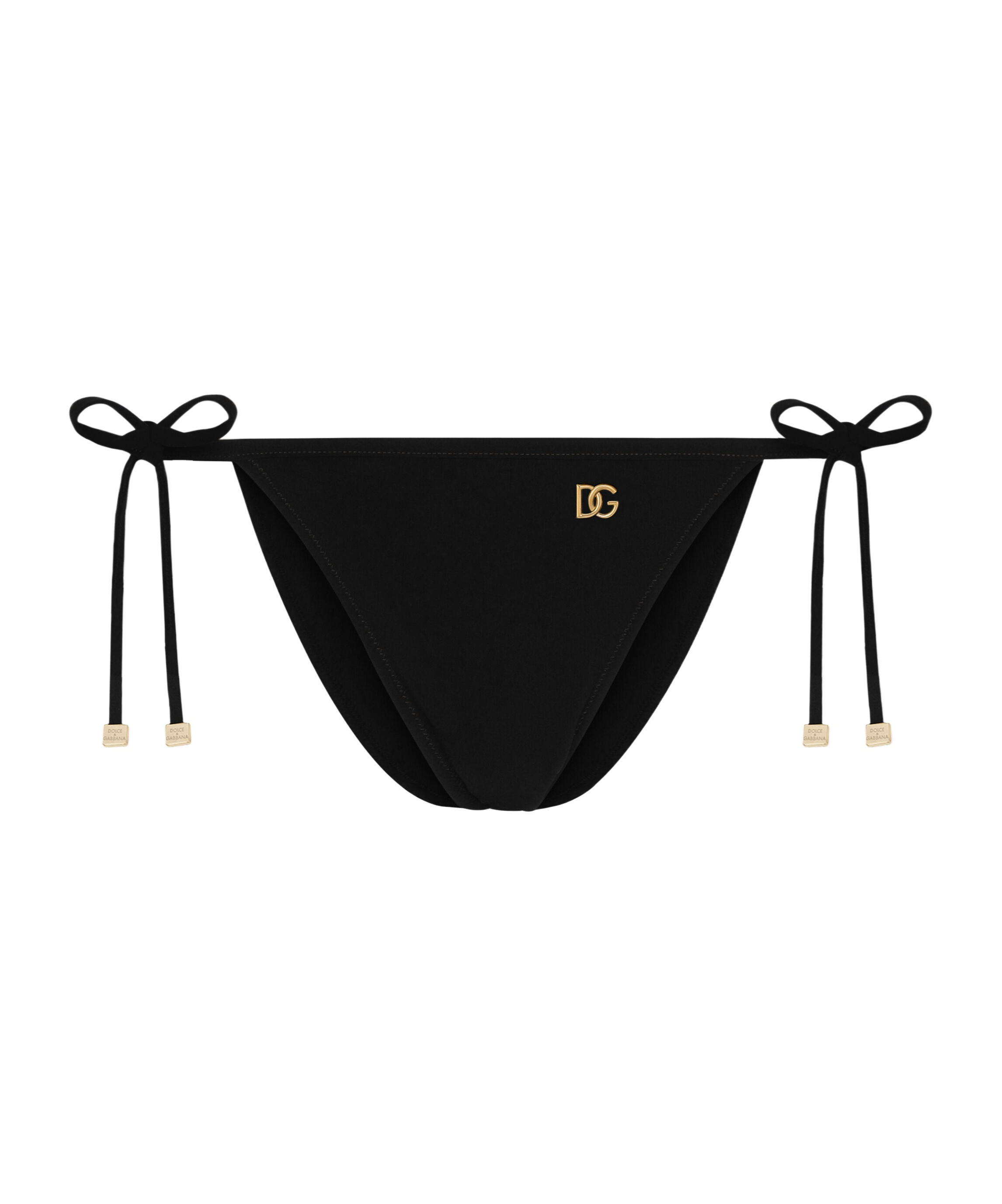 Dolce & Gabbana Logo-plaque Side-tie Bikini Bottom In Black