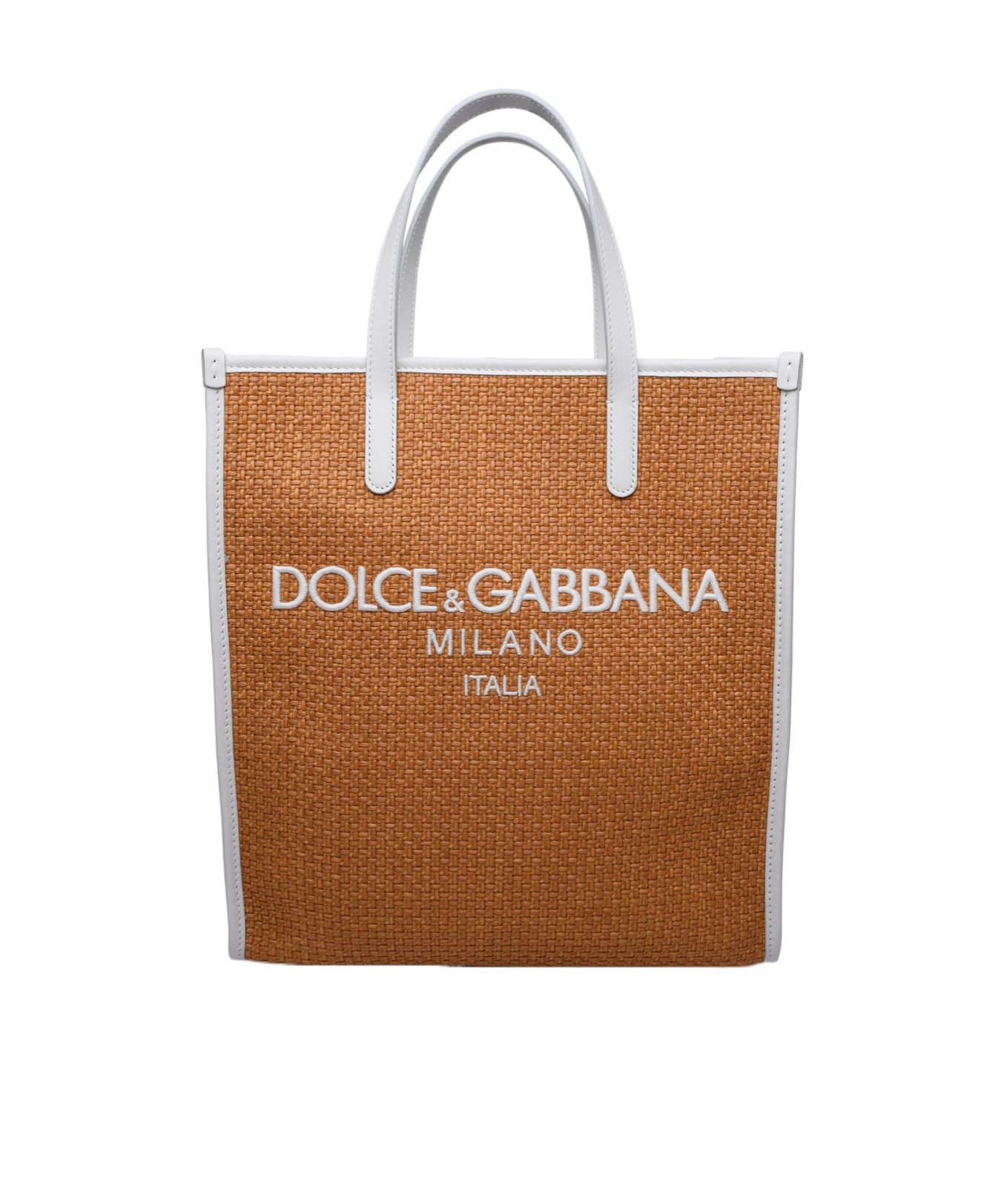 Dolce & Gabbana Logo-embroidered Interwoven Tote Bag In Brown
