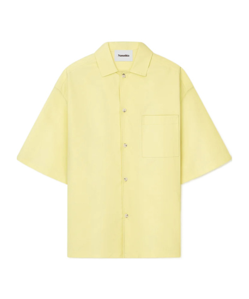 Nanushka Bodil Short-sleeve Cotton Shirt In Yellow