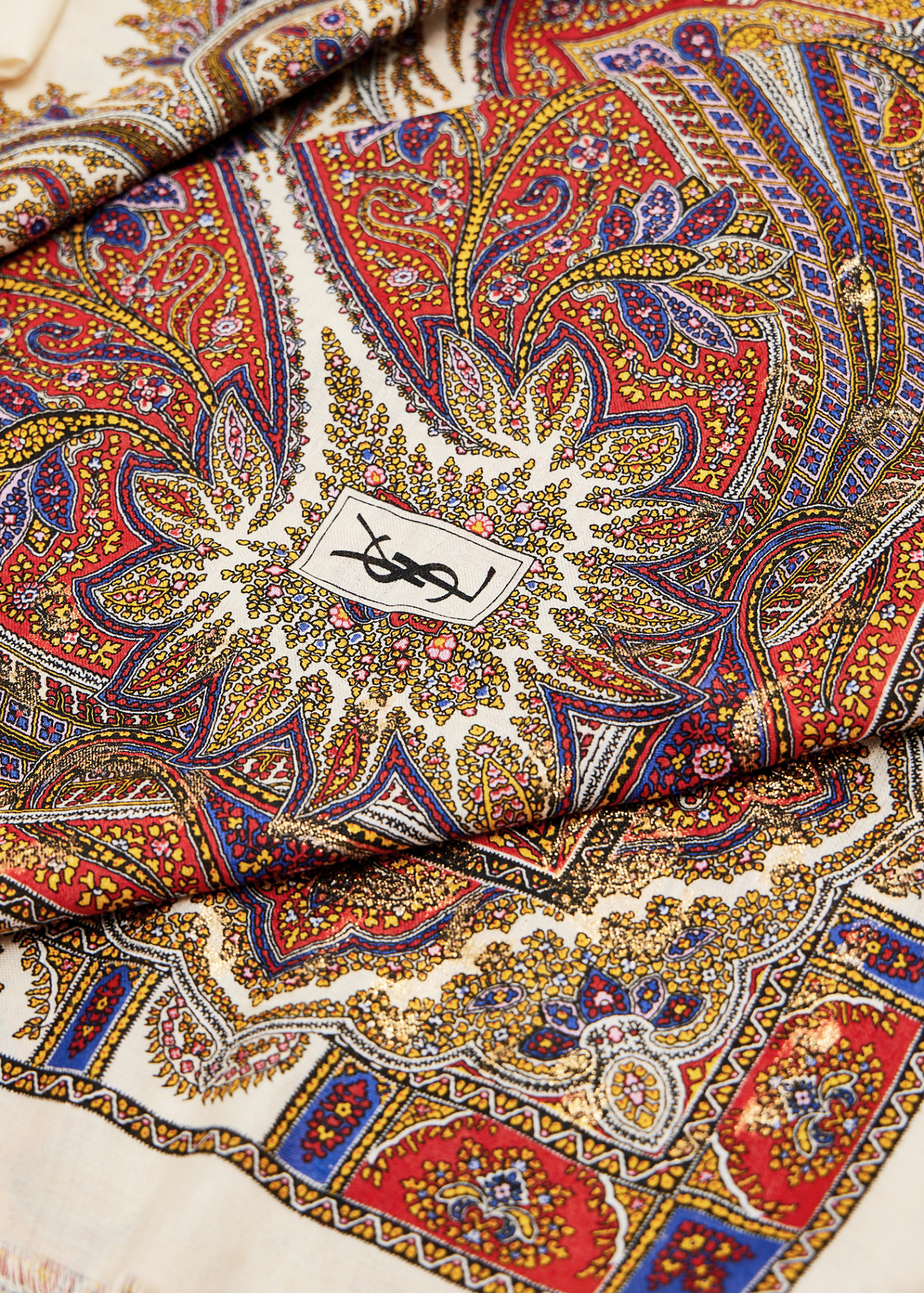 Saint Laurent Paisley-print Fringed Scarf In Multicolor