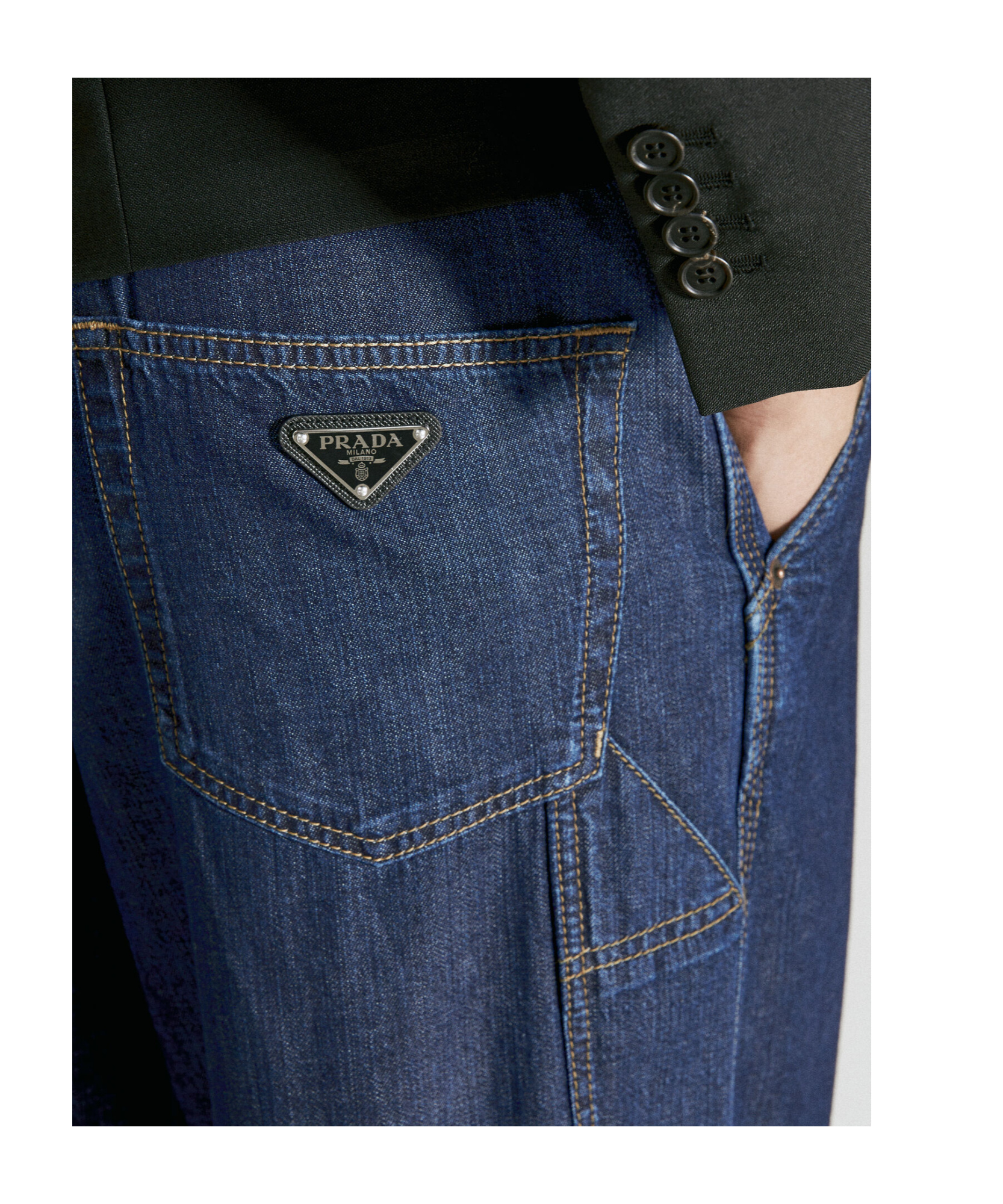 Prada Multi-pocket Denim Trousers In Blue