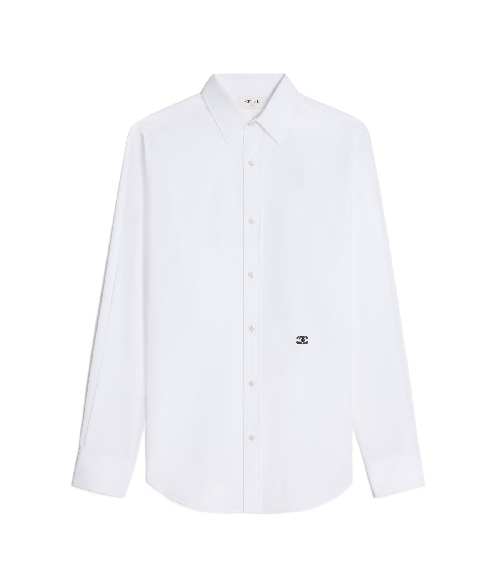 Celine Logo Logo Long-sleeved Shirt In White