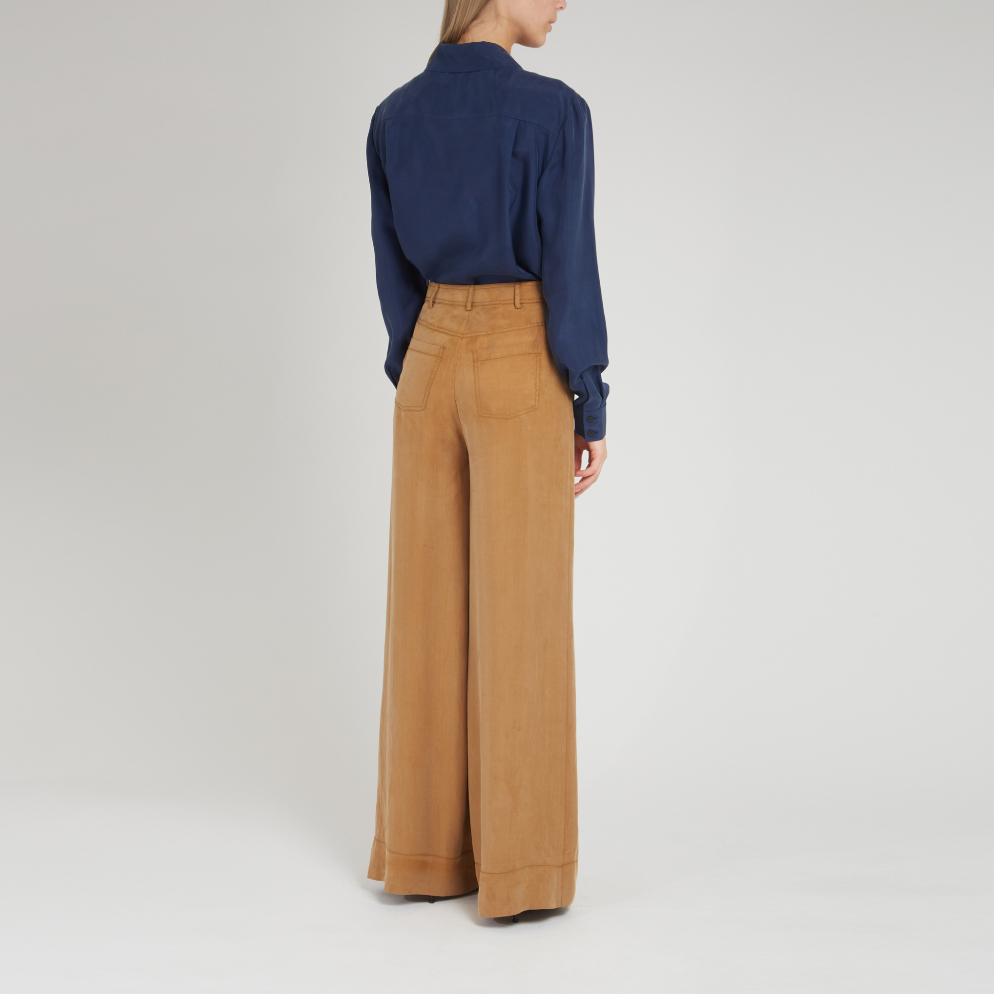 Alberta Ferretti High-low Hem Poplin Shirt In Blue