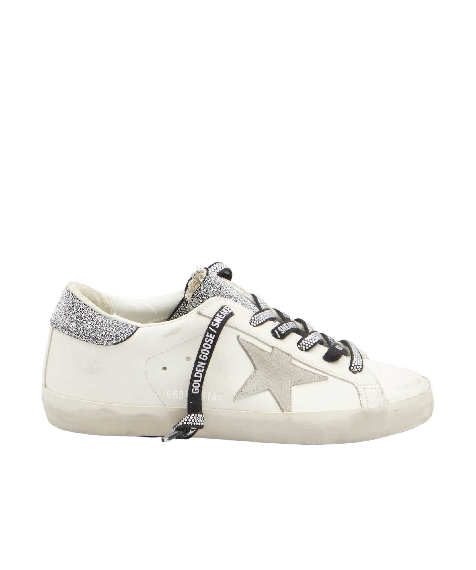 Golden Goose Super-star Swarovski-crystals Sneakers In White