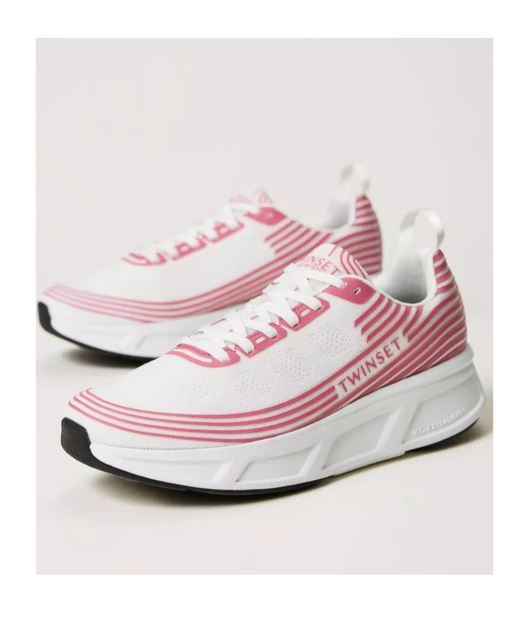 Shop Twinset Logo Striped Fessura Sneakers In White