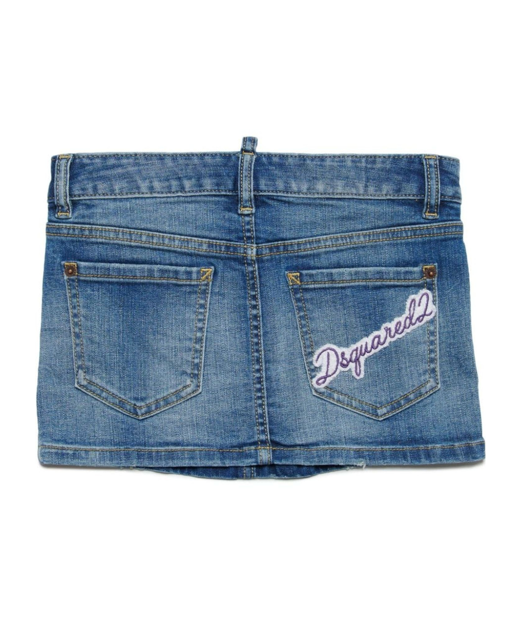 Dsquared2 Logo Decal Denim Skirt In Blue