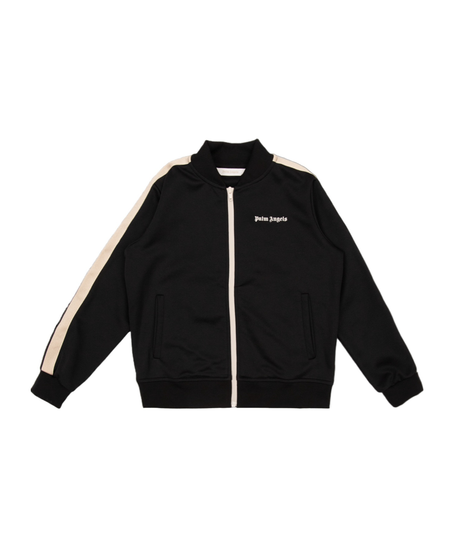 Palm Angels Kids Contrast-stripe Zipped Track Jacket In Black