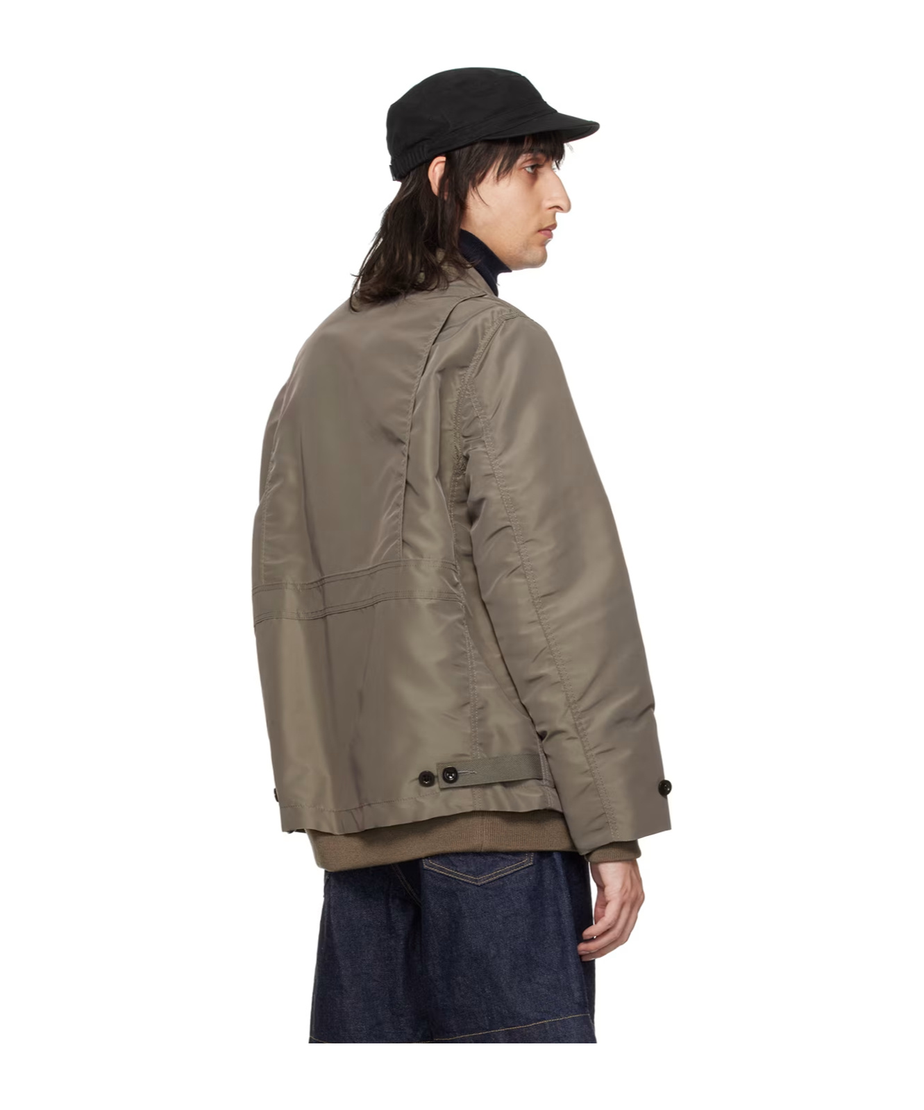 Sacai Taupe Padded Bomber Jacket In Green