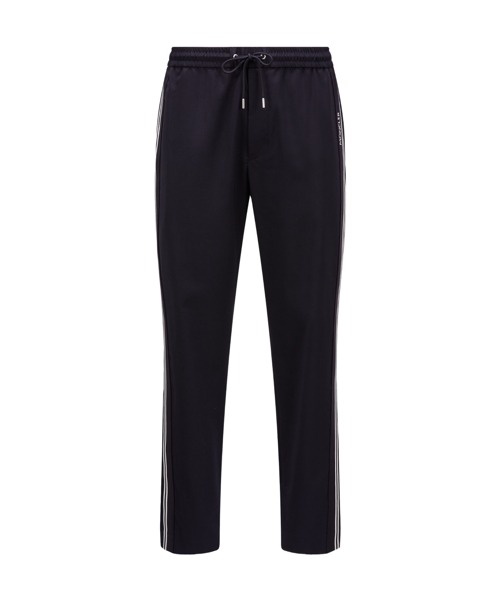 Moncler Logo-embroidered Tapered Trousers In Black