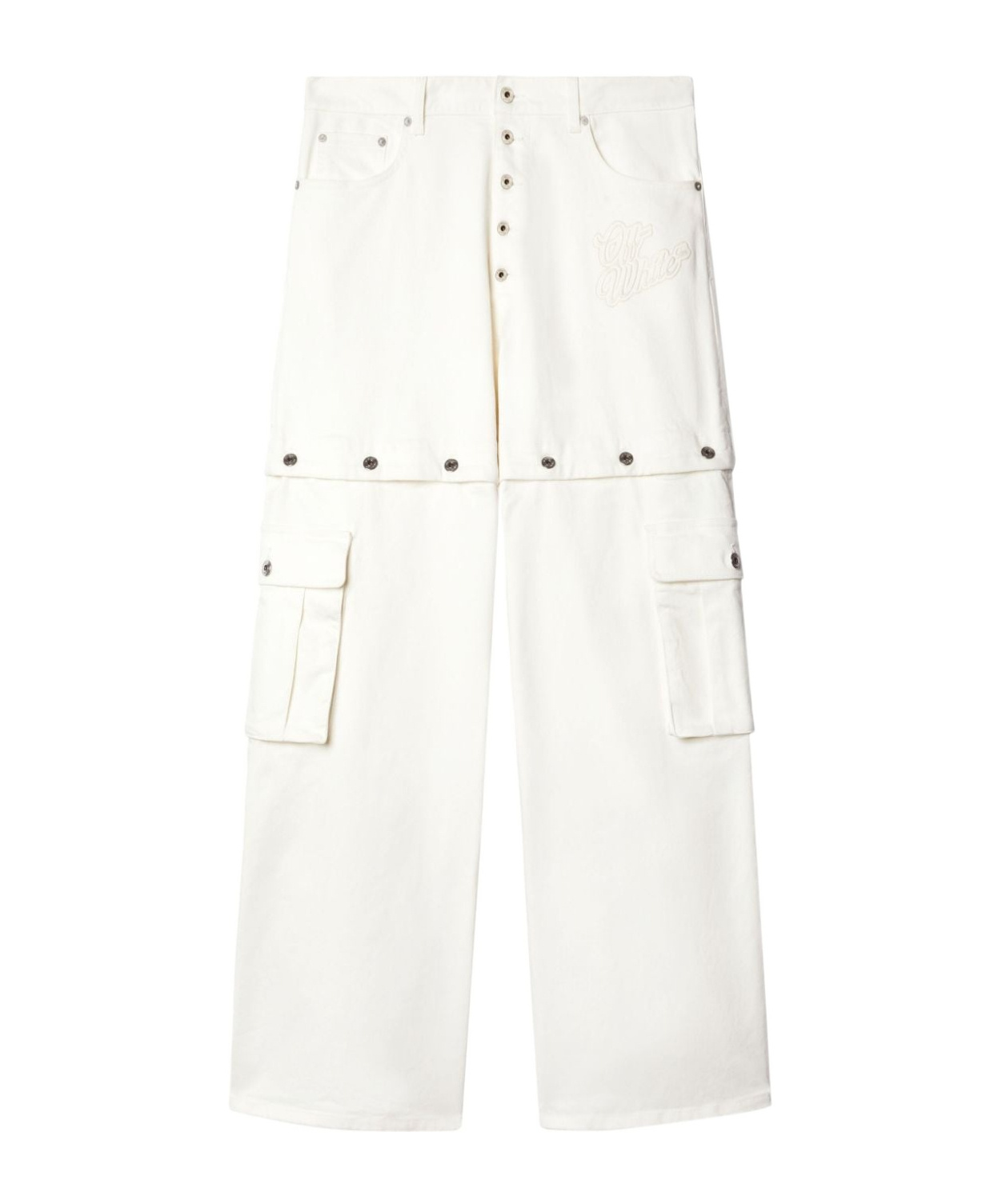 Off-white Convertible Logo-embroidered Cargo Jeans In White