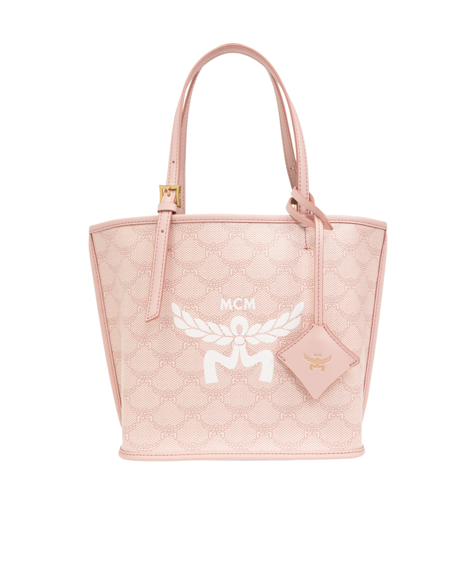 Mcm Mini Himmel Lauretos Monogram Pattern Tote Bag In Nude