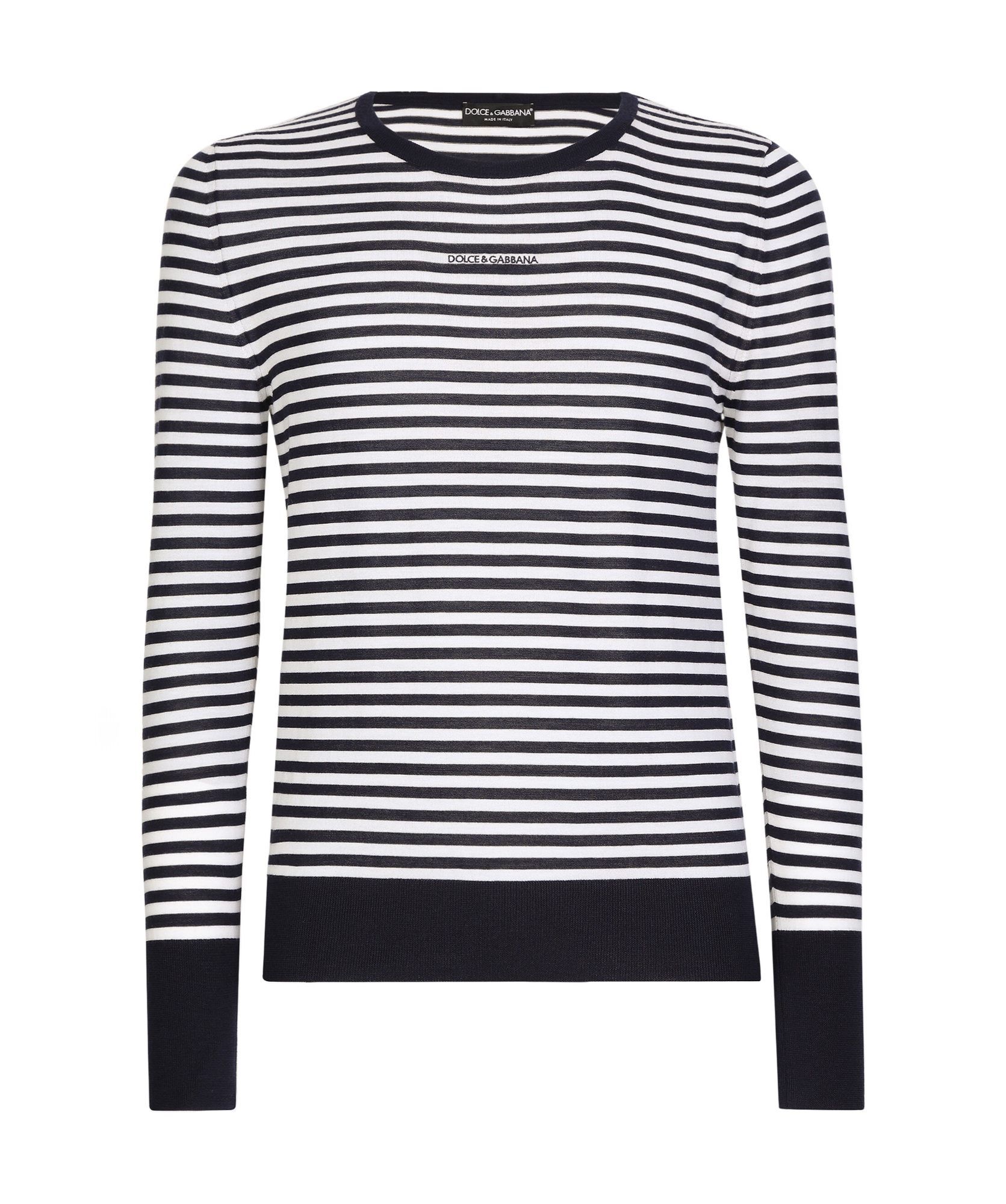 Dolce & Gabbana Lightweight Striped Wool Pullover Sweater In Black