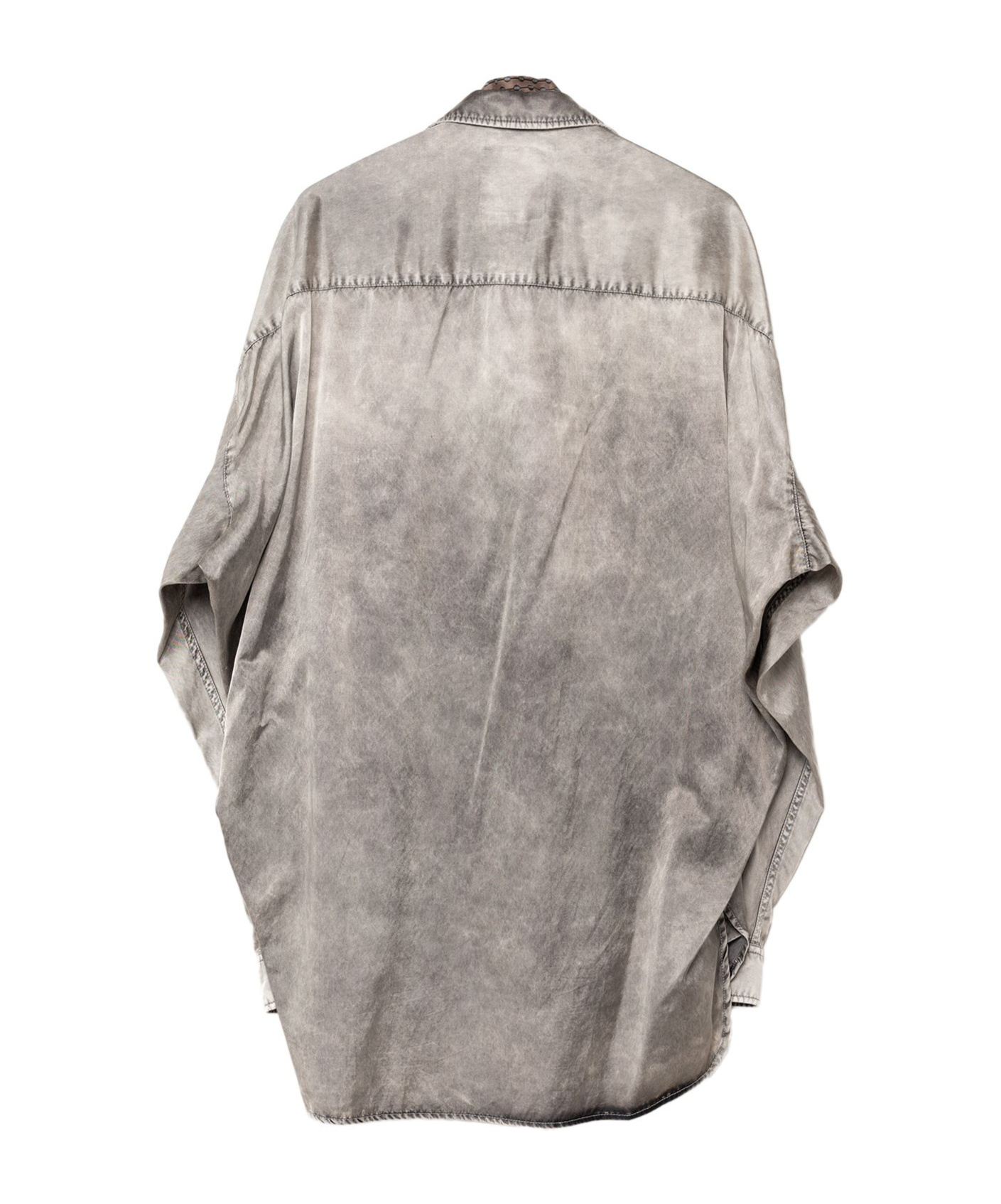 Miharayasuhiro Scarf-detail Distressed-finish Shirt In Gray