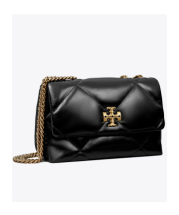 Tory Burch Small Kira Diamond Quilted Convertible Leather Shoulder Bag In Black