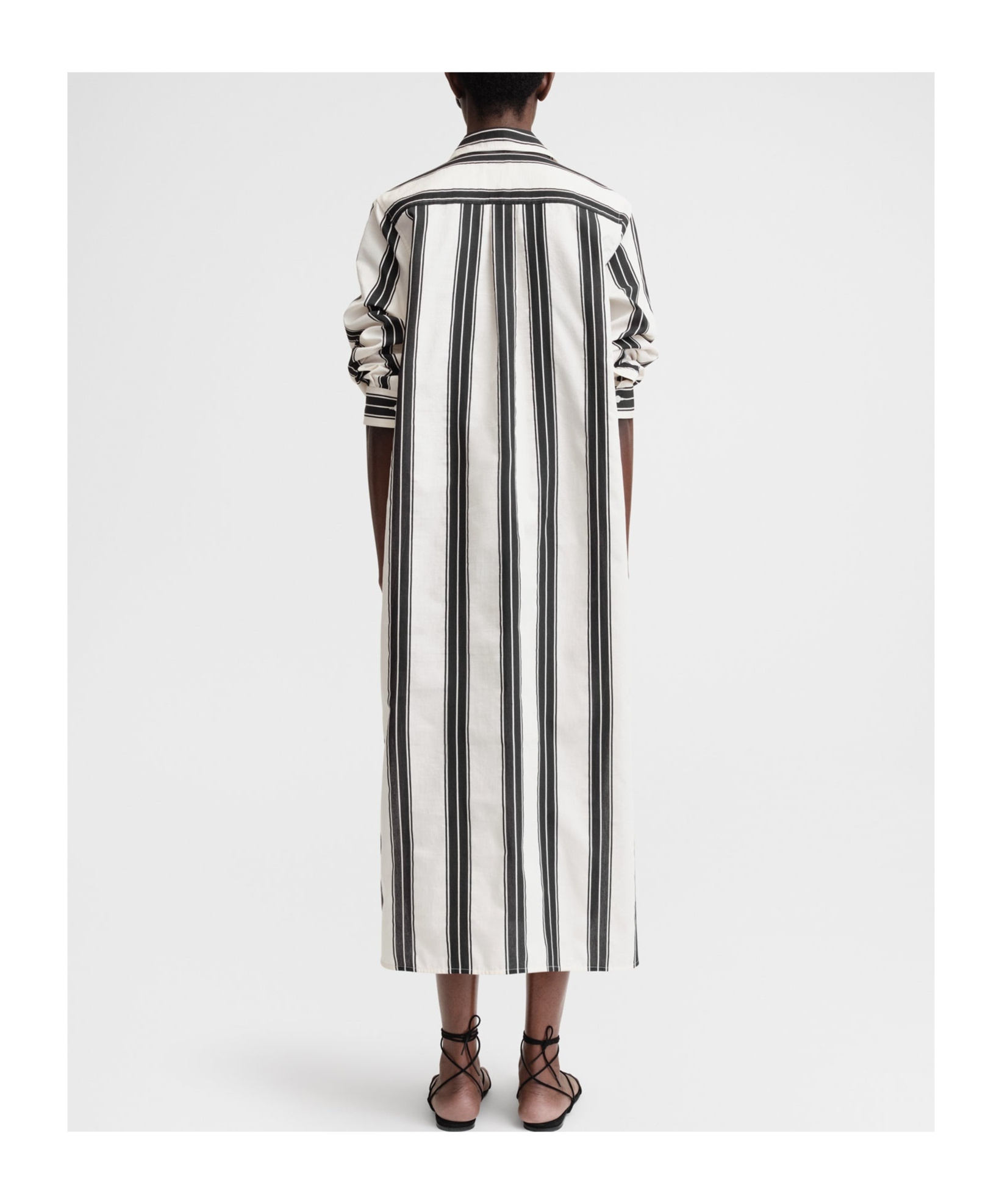 Totême Toteme Jacquard Stripe Long Sleeve Midi Shirtdress In White