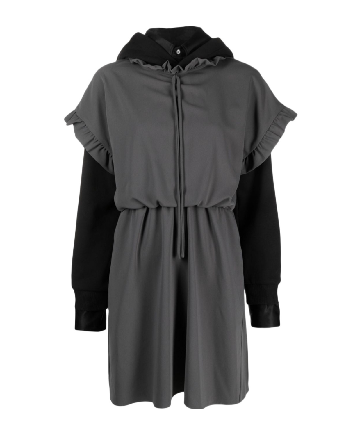 Mm6 Maison Margiela Layered Hooded Minidress In Black