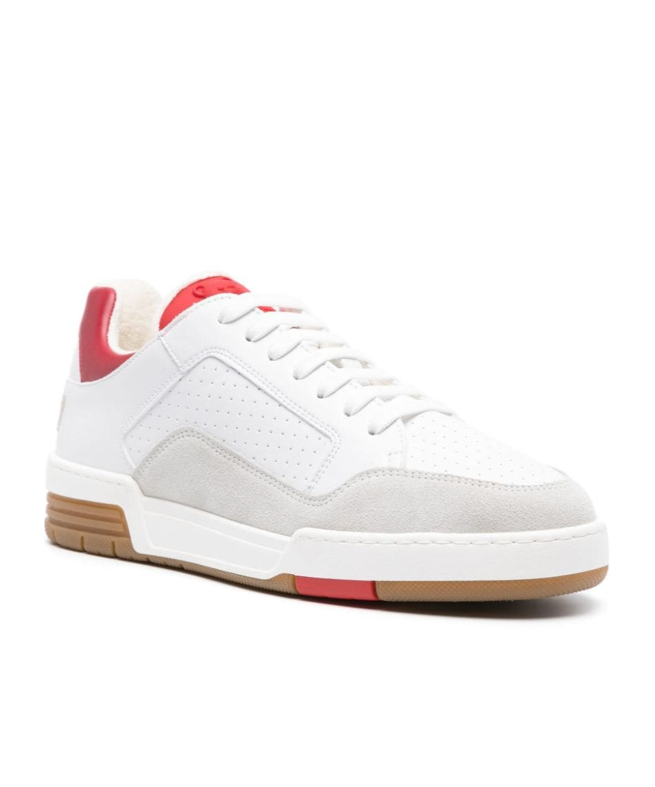 Moschino Contrasting Heel Leather Flatform Sneakers In White