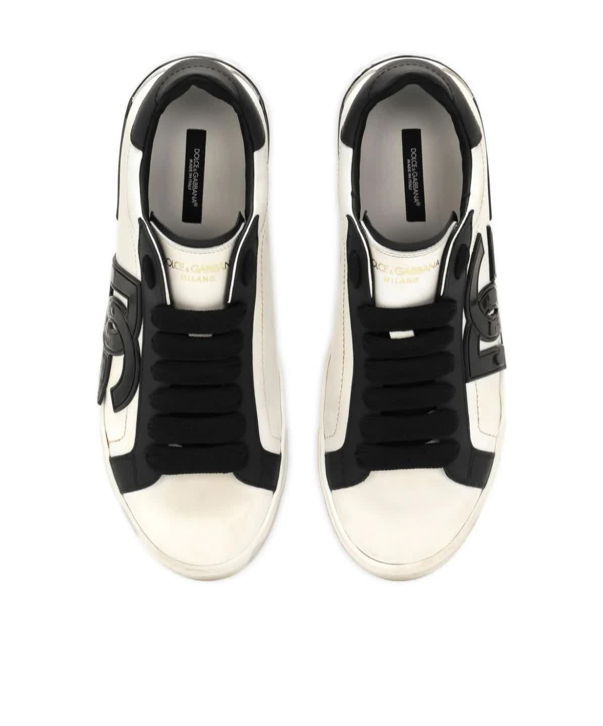 Dolce & Gabbana Portofino Leather Sneakers In White